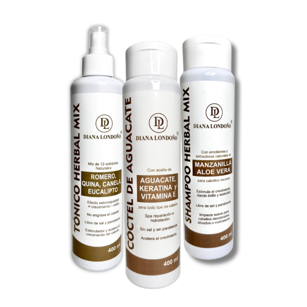 Kit Capilar Fortalecedor Manzanilla – Tónico, Cóctel de Aguacate y Shampoo
