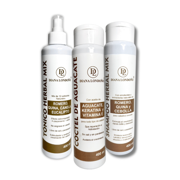 Kit Capilar Fortalecedor Romero – Tónico, Cóctel de Aguacate y Shampoo